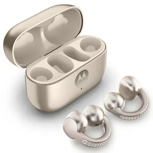 Casti True Wireless In-Ear Motorola Moto Buds Loop PG38C07172 Swarovski Edition, Bluetooth, Microfon Dual cu CrystaTalk AI (Bej)