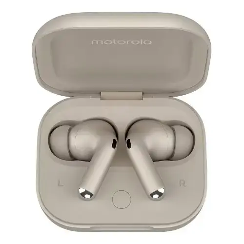 Casti True Wireless Motorola MOTO Buds+ Flute, Bluetooth, In-Ear, Dolby Atmos, Smart ANC, Rezistenta la apa (Bej)