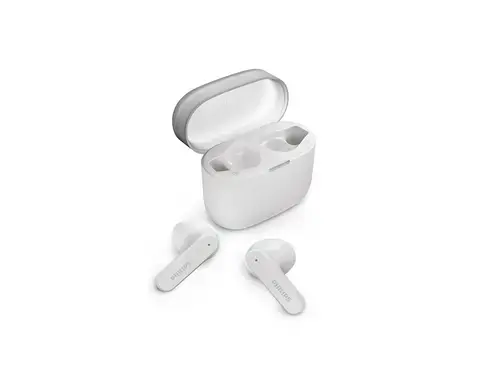 Casti True Wireless Philips TAT2139WT/00, Bluetooth 5.3, Google Fast Pair, Comenzi tactile, Asistent Siri/Google, IPX4 (Alb)