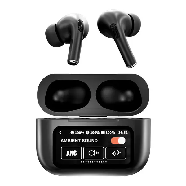 Casti wireless bluetooth A9 pro, cu Touch Screen si Anularea Zgomotului, Bluetooth 5.4,microfon HD, control tactil/touch, rezistente la apa