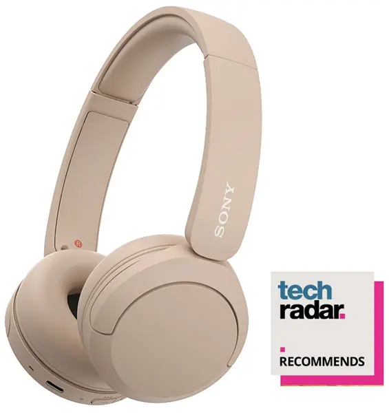 Căști wireless cu microfon Sony - WH-CH520, bej