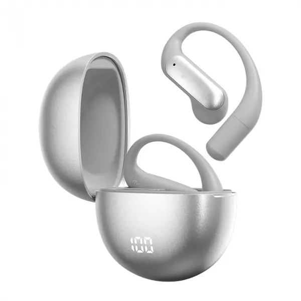 Casti wireless cu traducere AI iSEN M118, Gri, Bluetooth v5.4, Microfon integrat, Sunet HIFI, Afisaj digital al bateriei, Incarcare rapida Type-C, Inregistrare + Traducere + Transcriere