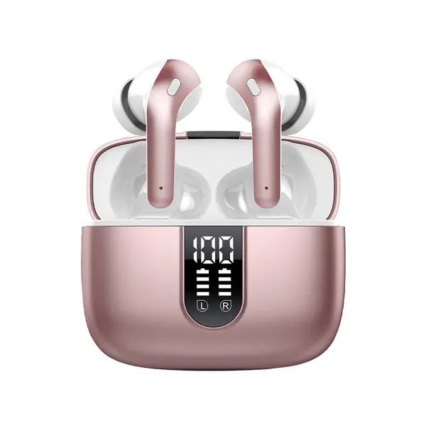 Casti Wireless In-Ear Bluetooth 5.4 Rezistente la Apa cu Display Baterie si Fast Pairing