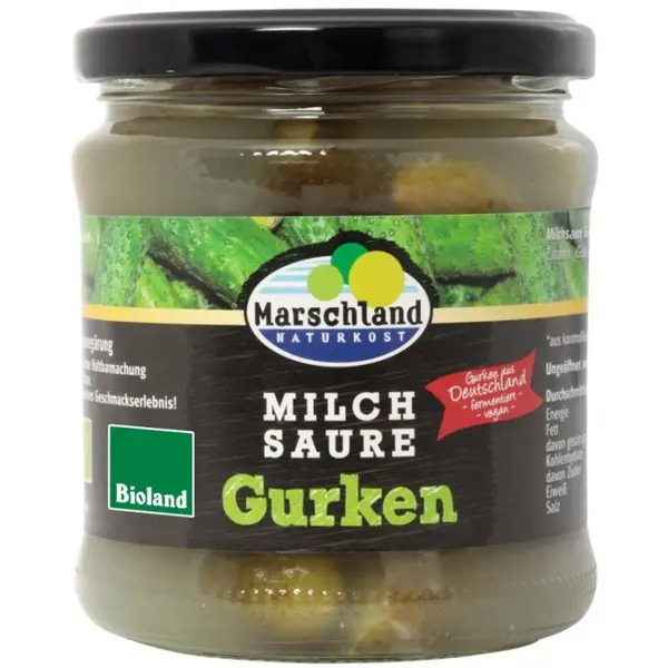 Castraveti BIO in Saramura, 330 g / 185 g, Marschland Naturkost