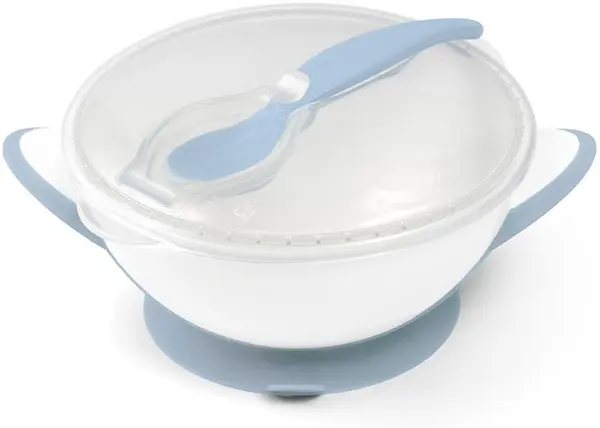 Castron cu capac și lingură Babyono - Albastru, 300 ml