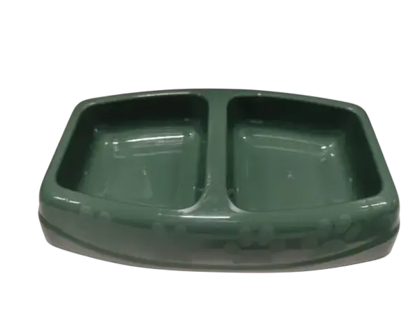 Castron dublu din plastic 4Dog Deluxe Verde 2 x 0,25L