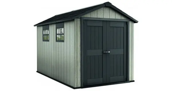 Casuta de gradina Oakland 7.5X11, Gri/maroniu-antracit