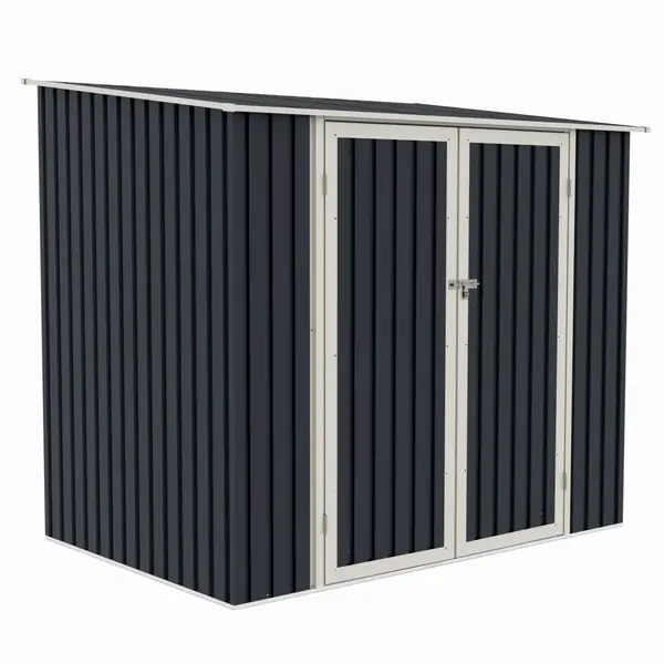 Casuta / magazie de gradina premium metalica, MESTERINO Joy-B, Gri/Bej, dimensiuni 222x149x194 cm, cu usi cu balama si baza metalica