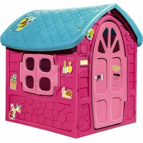 Casuta mare de gradina pentru copii Dohany Play House Magenta 113x111x120 cm, utilizare interiorexterior, ferestre cu deschidere