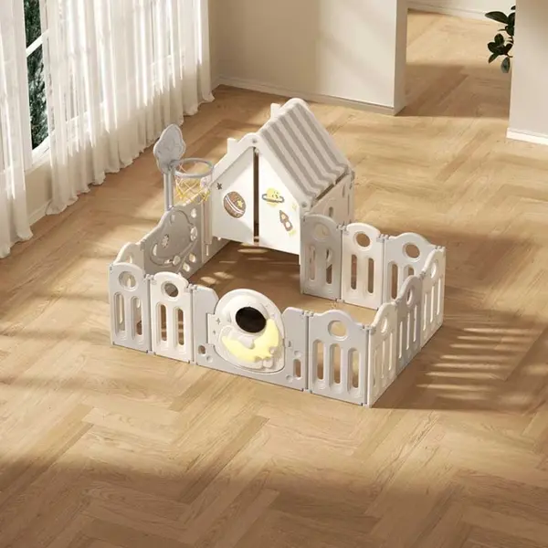 Căsuță pentru copii Feelkids - Astronautul, cu gard și coș de baschet