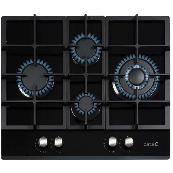 Cata Plita incorporabila Cata LCI 6031 BK, Gaz, 4 arzatoare, 64 cm, Wok, Neagra