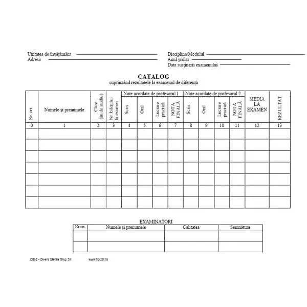 Catalog rezultate examen diferență A4 50 bucăți/set Catalog rezultate examen diferență A4 50 bucăți/set