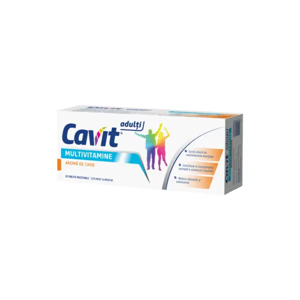 Cavit Adulti cu aroma de caise, Biofarm | 20 tablete masticabile