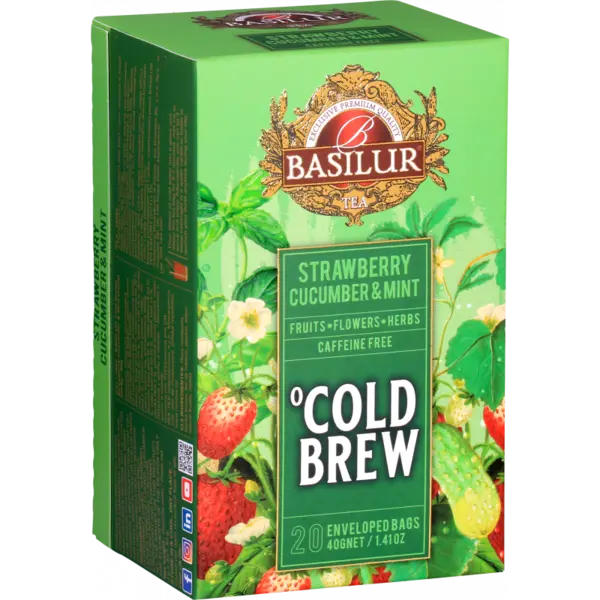 Ceai asortat Cold Brew Strawberry & Cucumber & Mint, 20 plicuri, Basilur