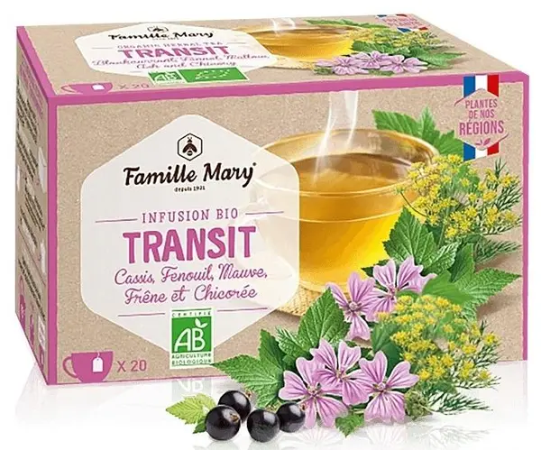 Ceai bio din plante Famille Mary - pentru o peristaltică bună, 20 plicuri