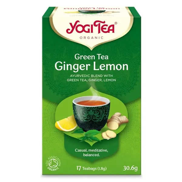 Ceai Bio Verde cu Ghimbir si Lamaie, Yogi Tea, 17 Plicuri, 30.6 g