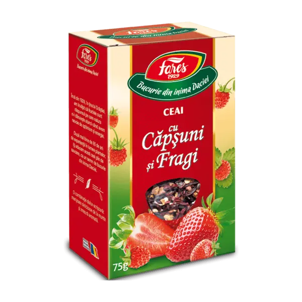 Ceai cu capsuni si fragi, 75g, Fares