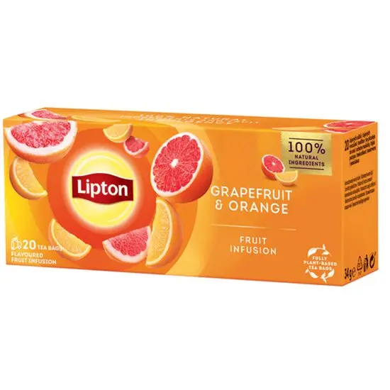 Ceai de fructe cu grapefruit si portocala Lipton, 20 plicuri x 34g Engros