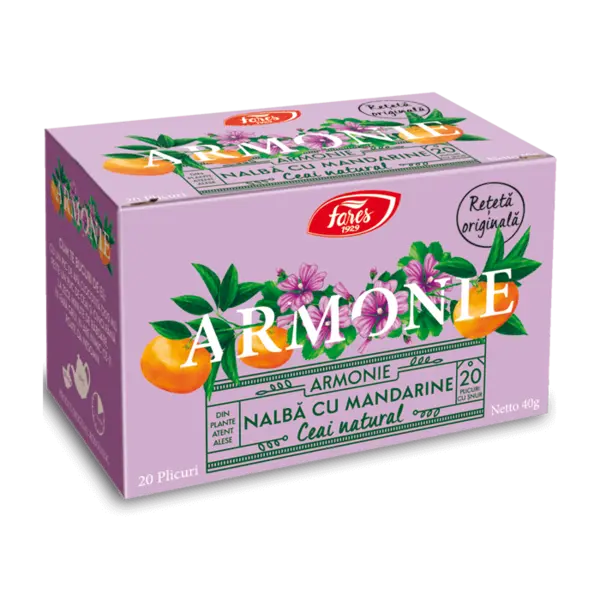 Ceai de nalba cu mandarine Armonie, 20 plicuri, Fares