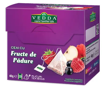 Ceai Vedda fructe de padure 20 piramide x 2g Ceai Vedda fructe de padure 20 piramide x 2g