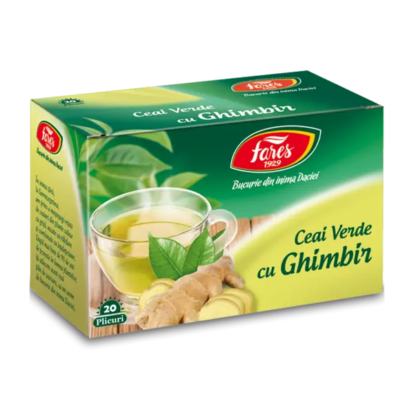 Ceai verde cu ghimbir, 20 plicuri, Fares