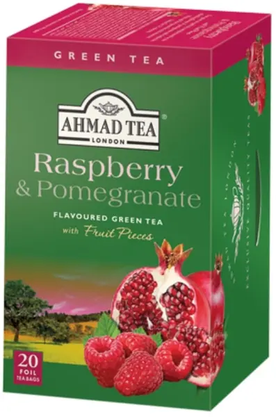 Ceai verde Raspberry & Pomegranate, 20 pliculețe, Ahmad Tea