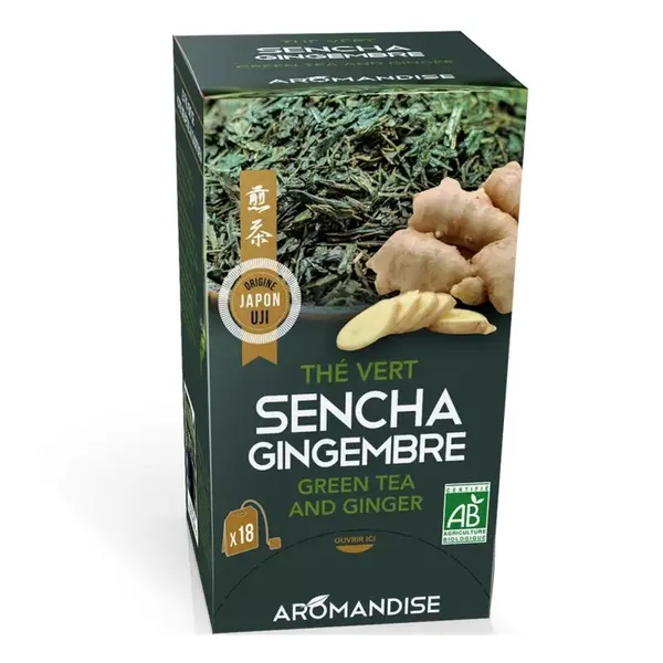 Ceai verde sencha cu ghimbir bio 18dz x 2g 36g Aromandise