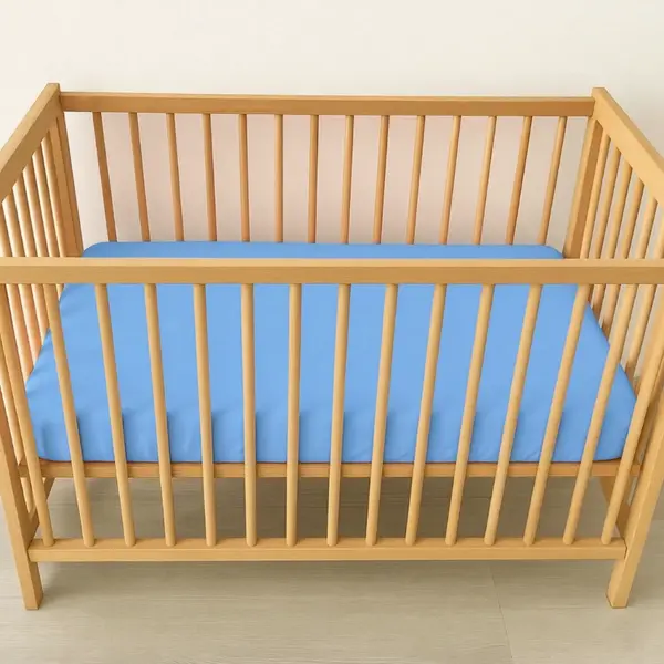 Cearceaf 2 in 1 impermeabil din bumbac organic 120x60 cm Twindeco Albastru