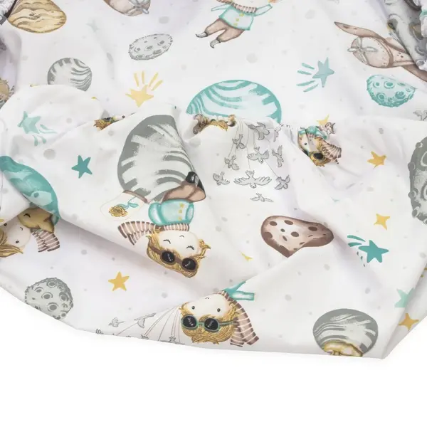 Cearceaf cu banda elastica pentru carucior copii Kerstin Little Prince, realizat din bumbac 100, dimensiune 80 x 38 cm