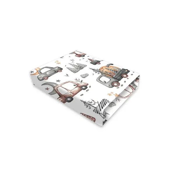 Cearceaf cu elastic, MimiNu, Pentru patut 120X60 cm, Din bumbac certificat Oeko Tex Standard 100, Design, Cars Grey
