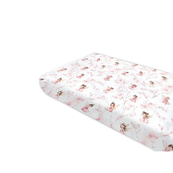 Cearceaf cu elastic, Qmini, Pentru pat 160x80 cm, Din bumbac certificat Oeko Tex Standard 100, Fairy Pink