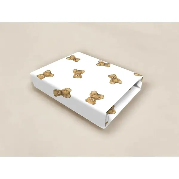 Cearceaf cu elastic Qmini, pentru patut co-sleeper, Leonie, dimensiune 83x50 cm, din bumbac, Teddy Toys