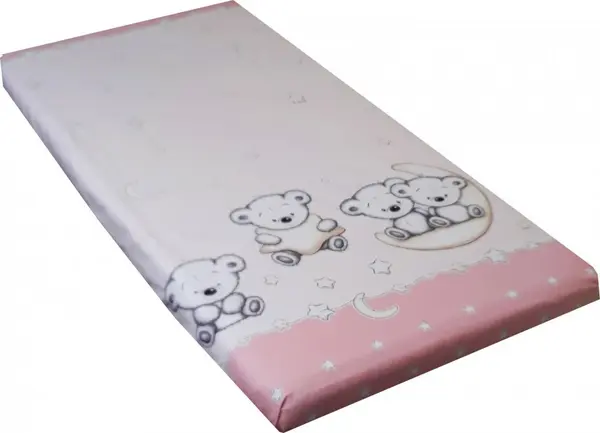 Cearceaf din bumbac cu elastic 120x60 cm Teddy Pink