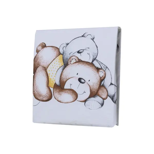 Cearceaf din bumbac pentru saltea 120x60 cm Teddy BearHearts Alb