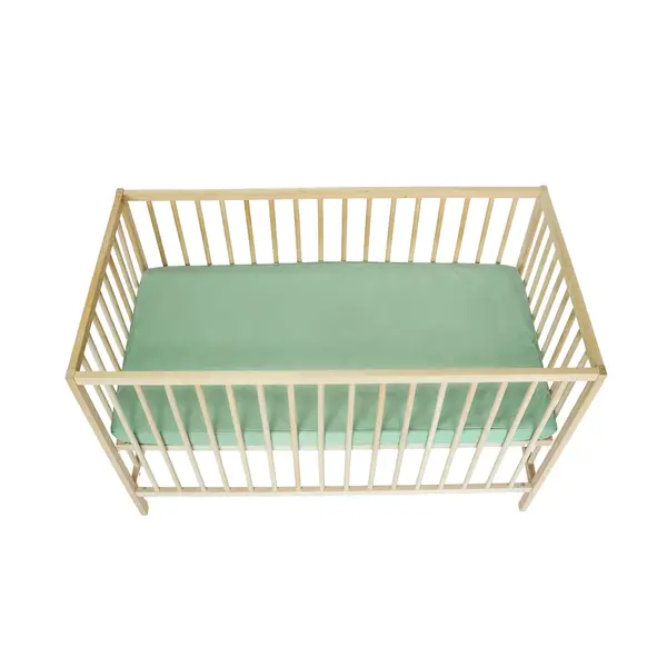 Cearceaf Elastic Impermeabil Menta dublat 2in1, 120x60, bumbac organic cu interior captusit impermeabill