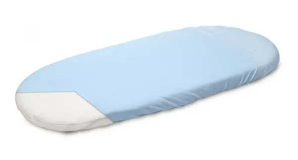 Cearceaf pentru saltea landou copii Sensillo Blue 75x35 cm cu elastic roata,continut fibre din bambus,lavabil 40grade