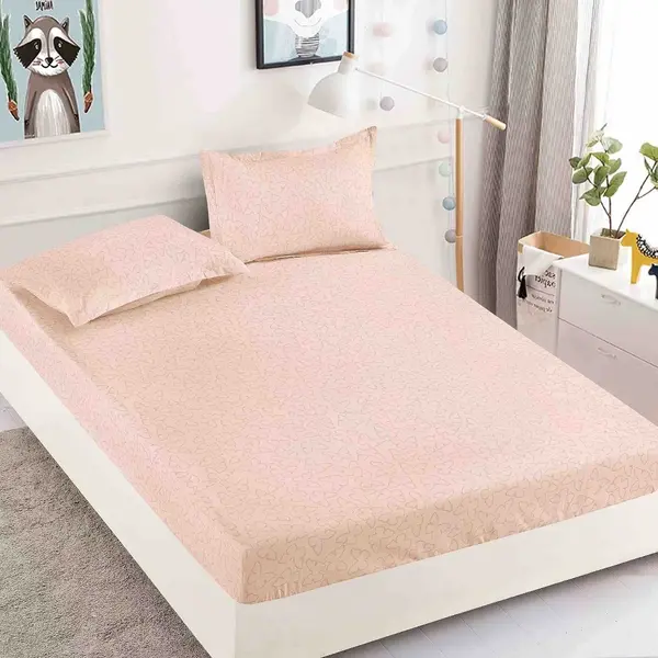 Cearsaf cu elastic, Bumbac FINET, 160/180x200cm, 2 fete de perne 50x70cm, Jojo Home, Somon, Fluturasi