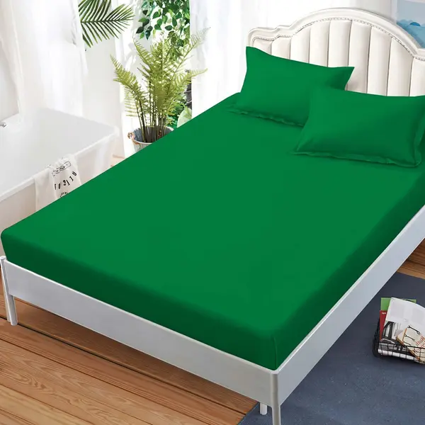 Cearsaf cu elastic, FINET, 180x200cm, 2 fete de perne 50x70cm, Verde