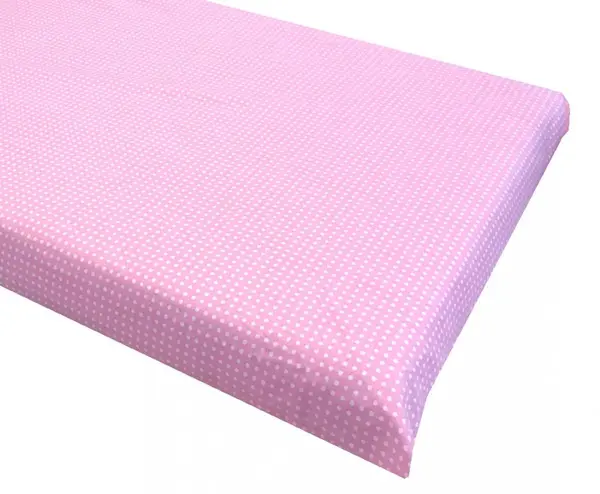 Cearsaf cu elastic pe colt 120x60 cm Buline albe pe roz