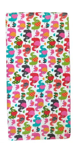 Cearsaf cu elastic pe colt 120x60 cm Elefantei roz