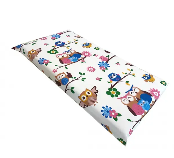 Cearsaf cu elastic pe colt 140x70 cm Bufnite cu maro