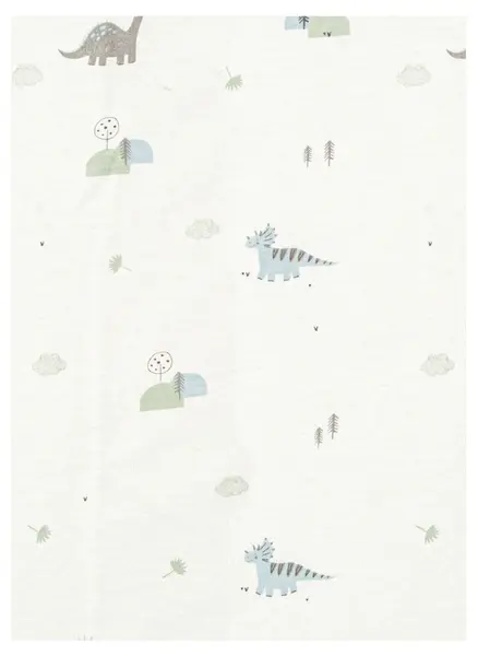 Cearșaf cu elastic pentru bebeluși Bimbidreams - Trex, 70 x 140 cm, alb/verde