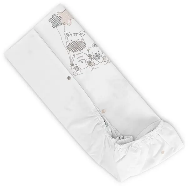 Cearșaf cu elastic pentru mini pătuț Lorelli - Girafă, 98 x 65 cm, alb