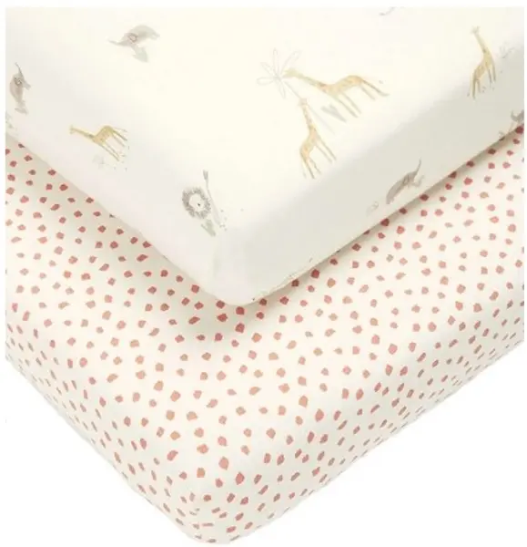 Cearșaf de jos cu elastic pentru pat Mamas & Papas - Jungle, 70 x 142 cm, 2 buc