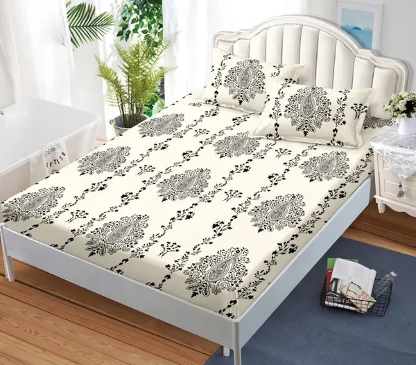 Cearsaf de pat cu elastic si 2 fete de perna Arabesque 180x200 cm (Finet)