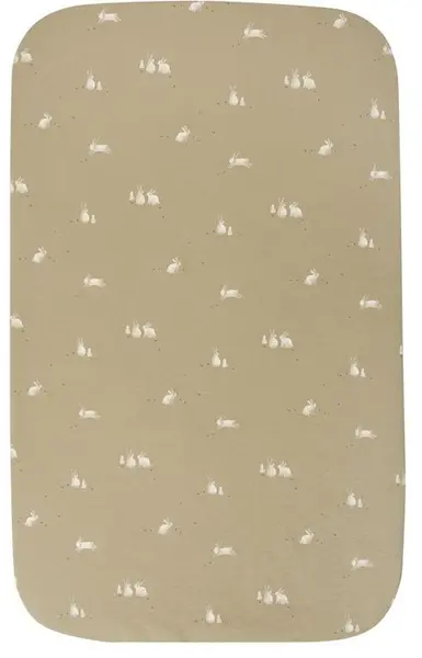 Cearșaf de pat pentru bebeluși cu elastic Bimbidreams - Bunny, 60 x 120 cm, Green Moss