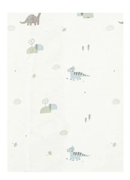 Cearșaf de pat pentru bebeluși cu elastic Bimbidreams - Trex, 50 x 80 cm, White/Green