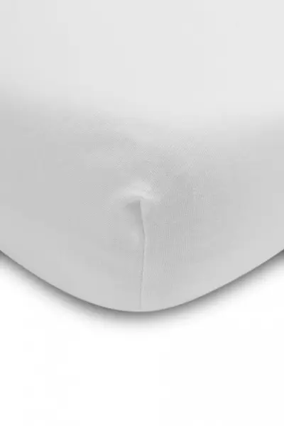 Cearsaf din bumbac Sensillo Jersey Deluxe Alb 120x60 cm cu elastic roata