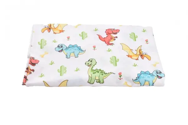 Cearsaf patut 120x60 cm bumbac model dinozauri