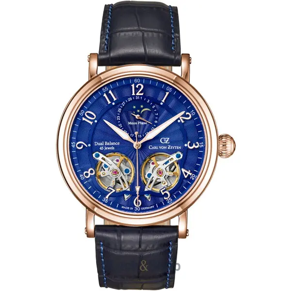 Ceas Carl von Zeyten Carl von Zeyten CVZ0054RBLS Murg Moon Phase Automatic Mens Watch 46mm 5ATM